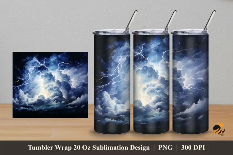 Thunderbolt Tumbler Wrap Sublimation Design 5