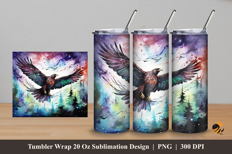 Northern Eagle Tumbler Wrap Sublimation Design 5 example image 1