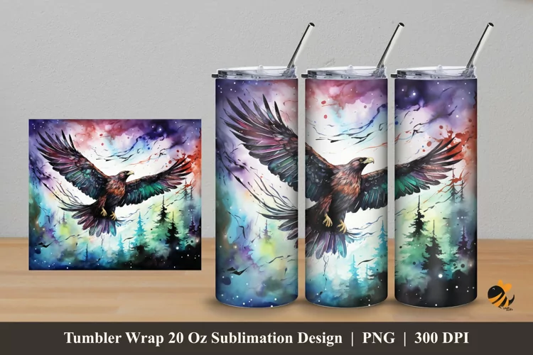 Northern Eagle Tumbler Wrap Sublimation Design 5
