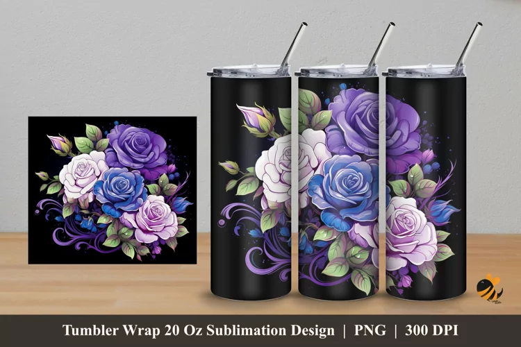 Rose Charm Tumbler Wrap Sublimation Design 5