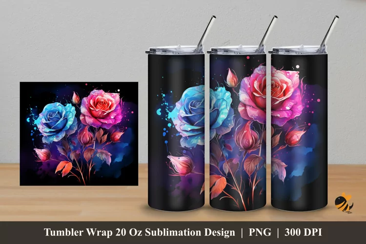 Light Rose Tumbler Wrap Sublimation Design 5