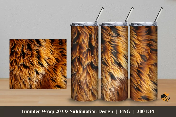 Bear Fur Tumbler Wrap Sublimation Design 5