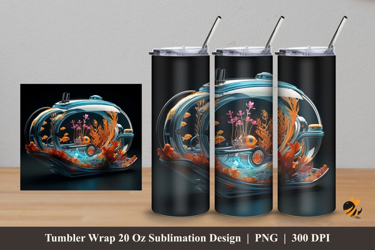 Fantasy Aquarium Tumbler Wrap Sublimation Design 5 example image 1
