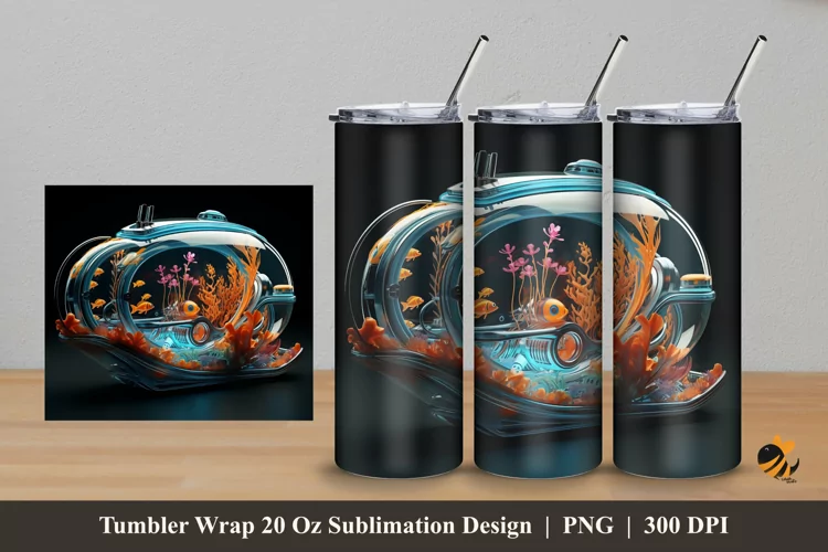 Fantasy Aquarium Tumbler Wrap Sublimation Design 5