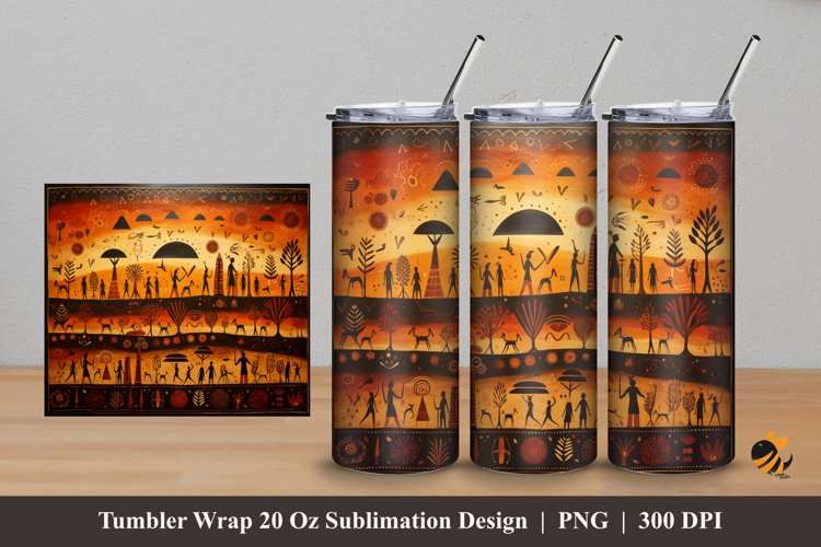 Ancient Relief Tumbler Wrap Sublimation Design 5