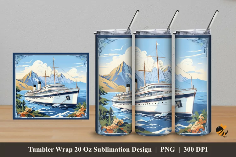 Travel Ship Tumbler Wrap Sublimation Design 5