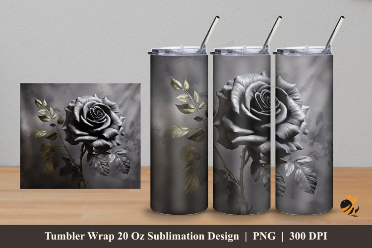 Floral Rose Tumbler Wrap Sublimation Design 5