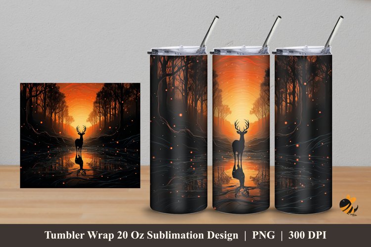 Wild Deer Tumbler Wrap Sublimation Design 5