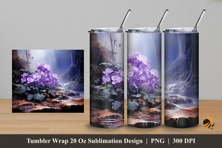 Beautiful Purple Tumbler Wrap Sublimation Design 5