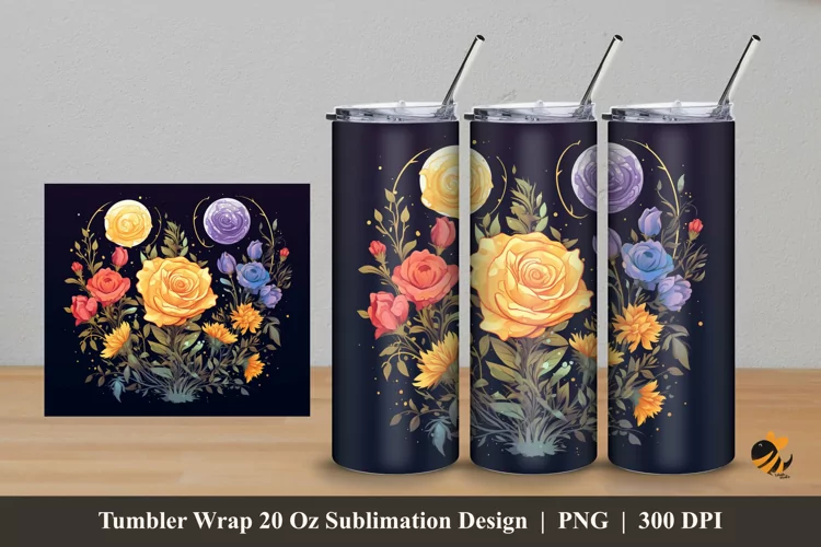 Beautiful Flower Tumbler Wrap Sublimation Design 5