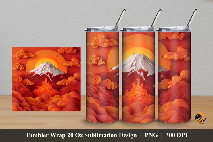 Mountain Explotion Tumbler Wrap Sublimation Design 5