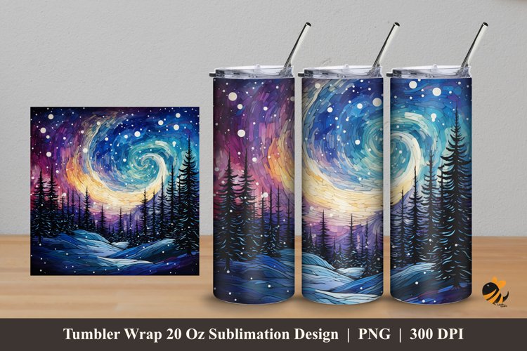 Winter Nebula Tumbler Wrap Sublimation Design 5