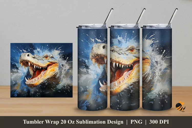Estuarine Crocodile Tumbler Wrap Sublimation Design 5