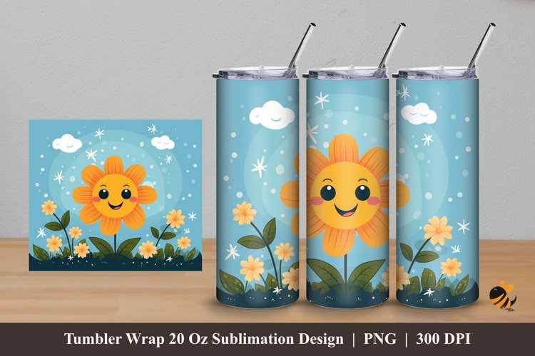 Baby Flower Tumbler Wrap Sublimation Design 5 example image 1