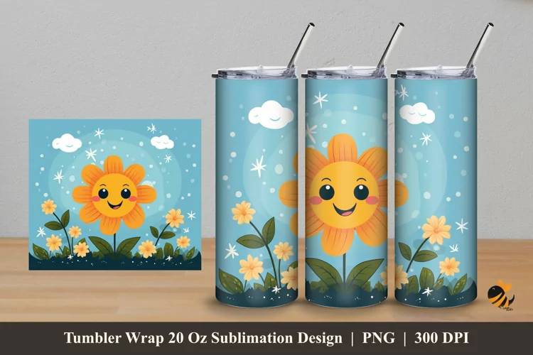 Baby Flower Tumbler Wrap Sublimation Design 5