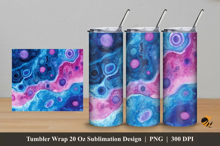 Amoeba Watercolor Tumbler Wrap Sublimation Design 5