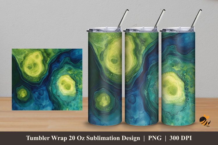 Green Amoeba Tumbler Wrap Sublimation Design 5