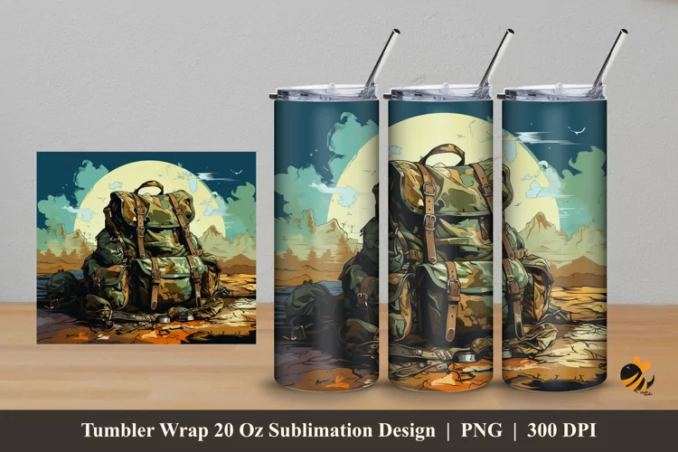 World War Bag Tumbler Wrap Sublimation Design 5