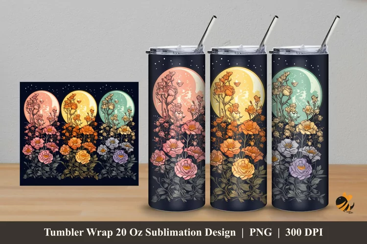 Flower Stalk Tumbler Wrap Sublimation Design 5