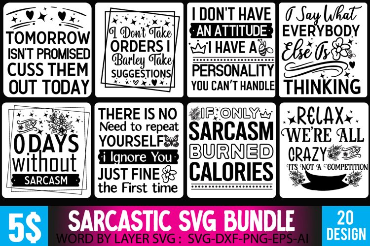Sarcastic SVG bundle,Funny SVG Cut Files,Sarcastic Bundle example image 1