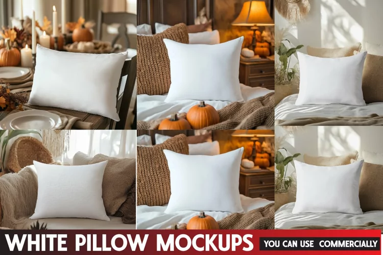 Square Christmas Pillow Mockup | White Pillow Mockup