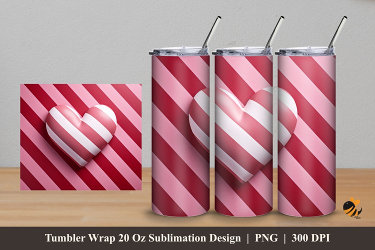 Love Stripe Tumbler Wrap Sublimation Design 5