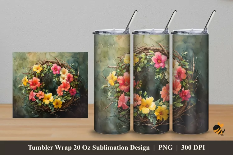 Flower Arrangement Tumbler Wrap Sublimation Design 5