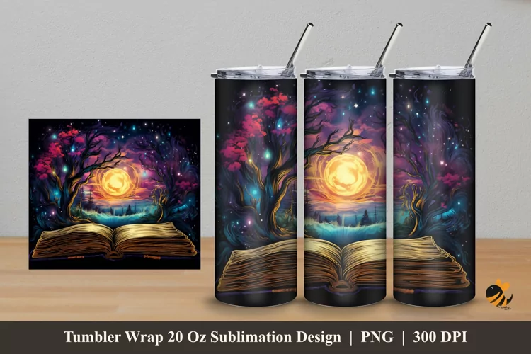 Book With Effect Tumbler Wrap Sublimation Design 5