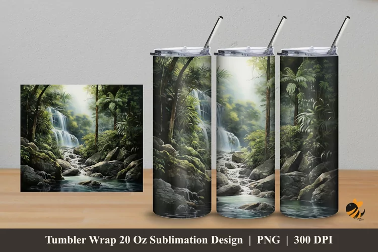 Foxtail Palm Tumbler Wrap Sublimation Design 5