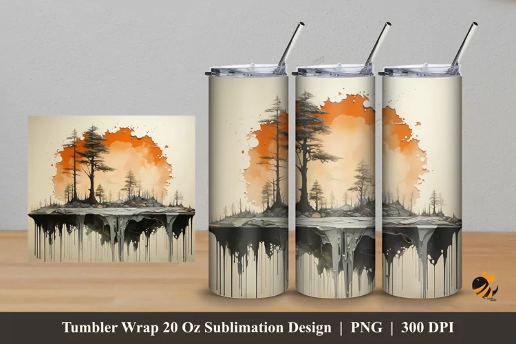 Landscape Painting Tumbler Wrap Sublimation Design 5