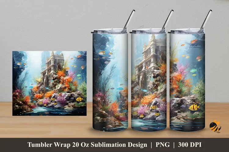 Undersea Palace Tumbler Wrap Sublimation Design 5