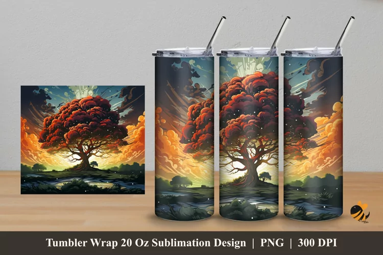 Natural Masterpiece Tumbler Wrap Sublimation Design 5