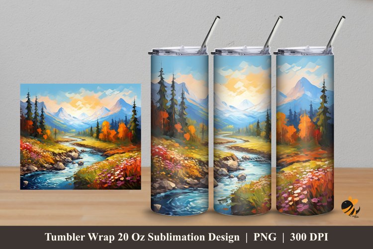 Cold Mountain Tumbler Wrap Sublimation Design 5