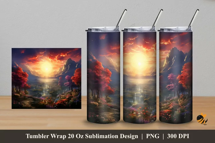Universe Landscape Tumbler Wrap Sublimation Design 5
