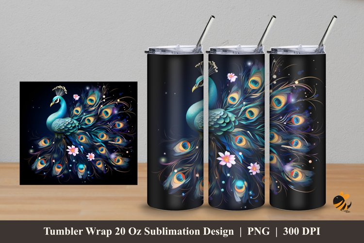Peacock Queen Tumbler Wrap Sublimation Design 5