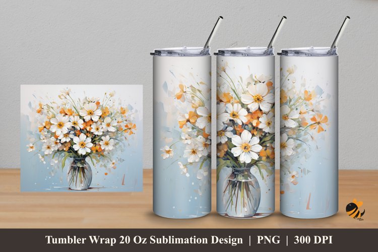 Babys Breath Flower Tumbler Wrap Sublimation Design 5