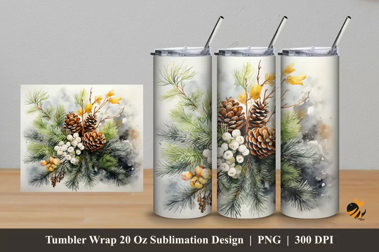Pine Fruit And Leaf Tumbler Wrap Sublimation Design 5
