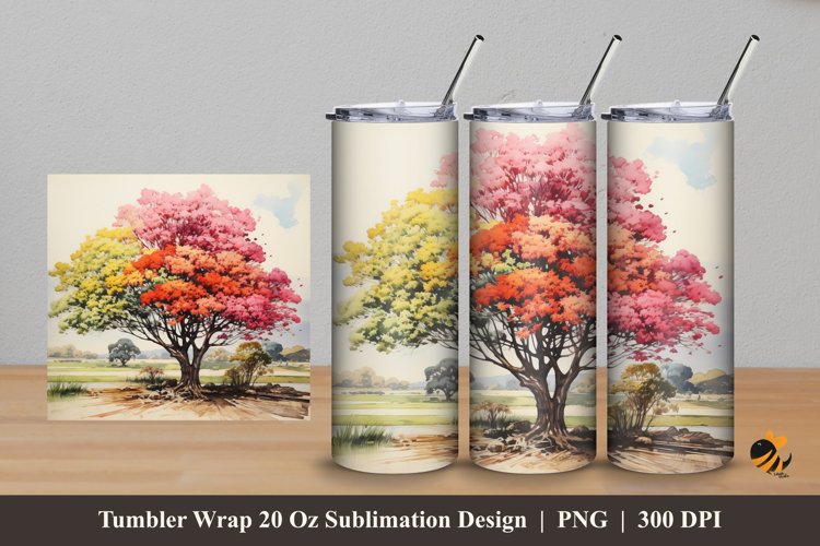 Lovely Tree Tumbler Wrap Sublimation Design 5 example image 1