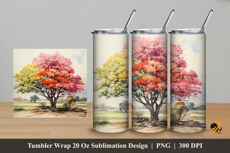 Lovely Tree Tumbler Wrap Sublimation Design 5
