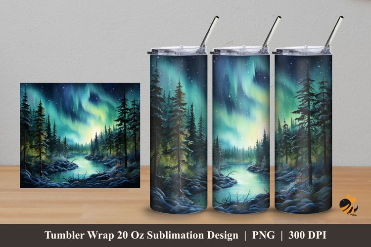 Northern Lights Tumbler Wrap Sublimation Design 5