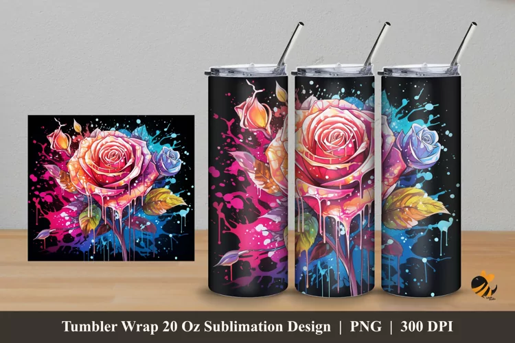 Rose Effect Tumbler Wrap Sublimation Design 5