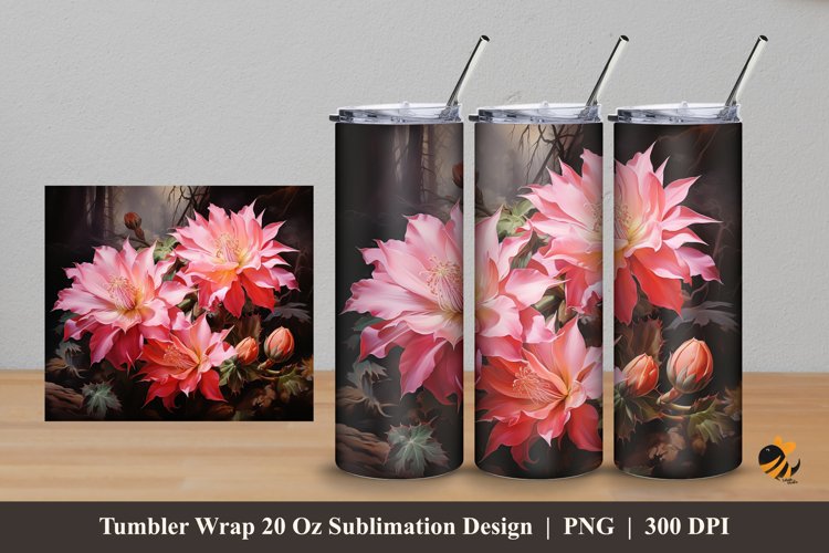Epiphyllum Tumbler Wrap Sublimation Design 5