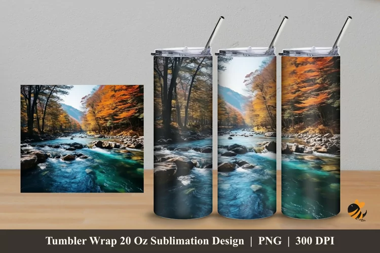 Forest River Tumbler Wrap Sublimation Design 5