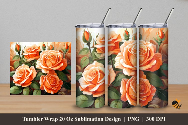 Enthusiasm Roses Tumbler Wrap Sublimation Design 5