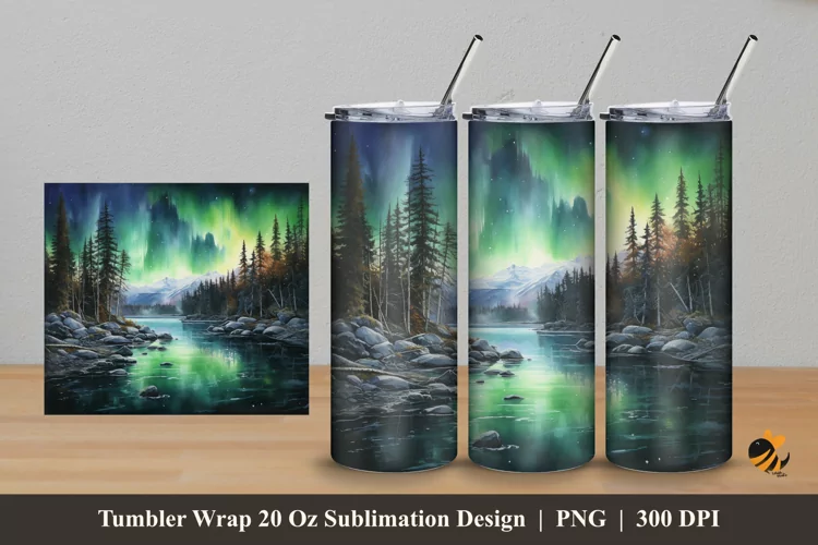Beauty Aurora At Nature Tumbler Wrap Sublimation Design 5