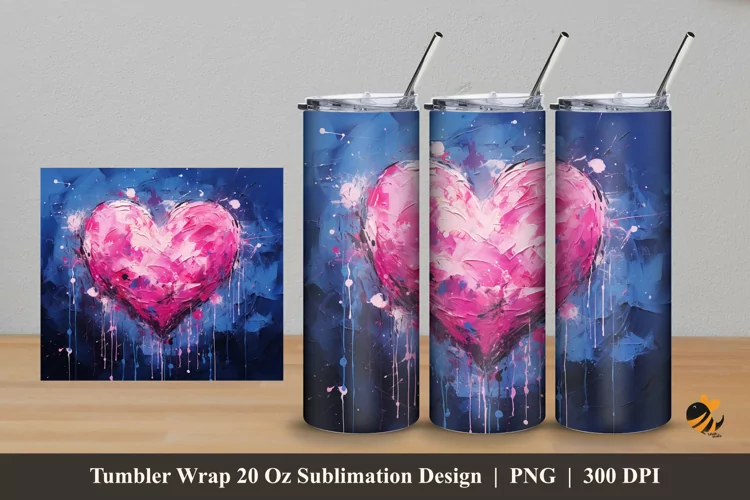 Oil Painting Love Tumbler Wrap Sublimation Design 5