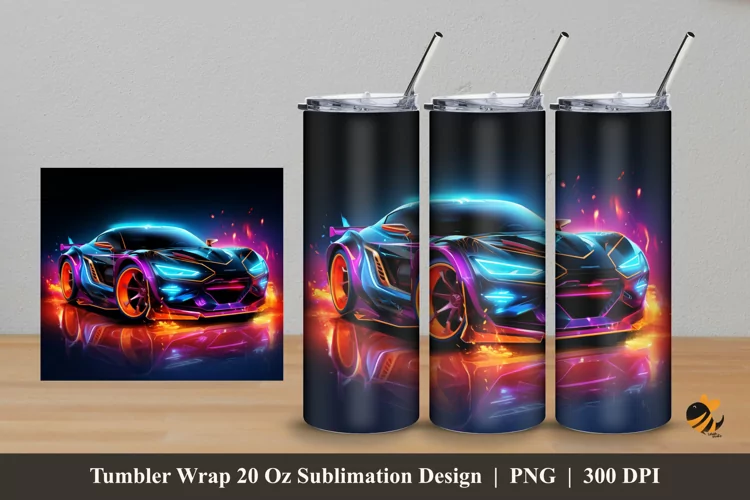 Burning Car Effect Tumbler Wrap Sublimation Design 5