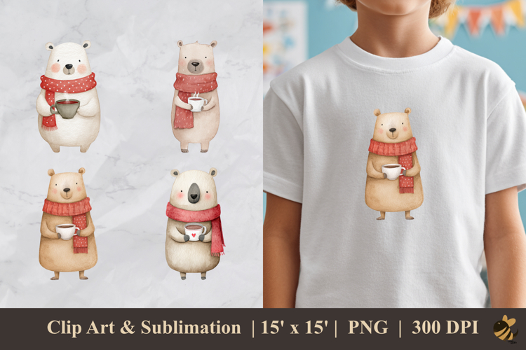Cute Polar Bear DTF Sublimation Clipart Design