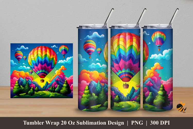 Colorful Ballon Tumbler Wrap Sublimation Design 5 example image 1