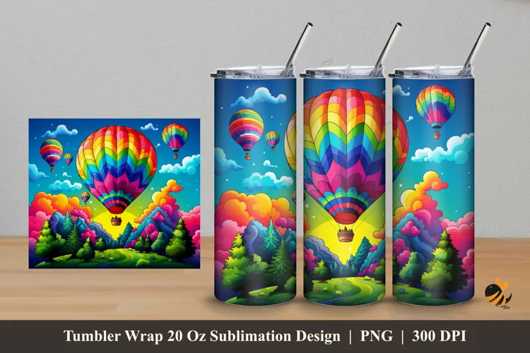 Colorful Ballon Tumbler Wrap Sublimation Design 5